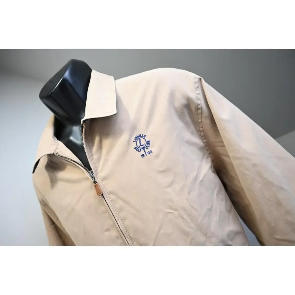 Peter Millar Lined Light Weight Golf Jacket Beige Pull Over Mens Size Large‎
